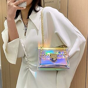 Buddy 2 in 1 Handbag Women Transparent Tote Shoulder Bag Jelly Crossbody Bag Chain Purse