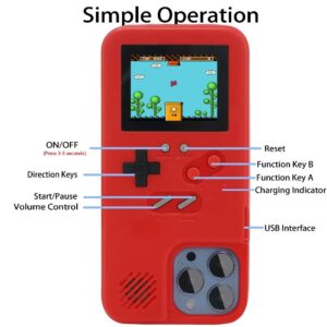 WeLohas Gameboy Case for iPhone 12/12 Pro,Handheld Retro 168 Classic Games,Color Video Display Game Case for iPhone,Anti-Scratch Shockproof Phone Cover for iPhone Red