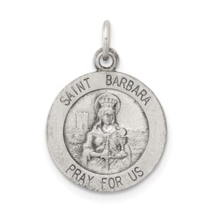 Sterling Silver Antiqued Saint Barbara Medal QQC3583