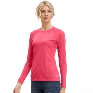 Corna Women's UPF 50+ Sun Shirts Long Sleeve UV Protection Outdoor Hiking Tops Quick Dry Lightweight Sun Shirt (Pink, 3XL)