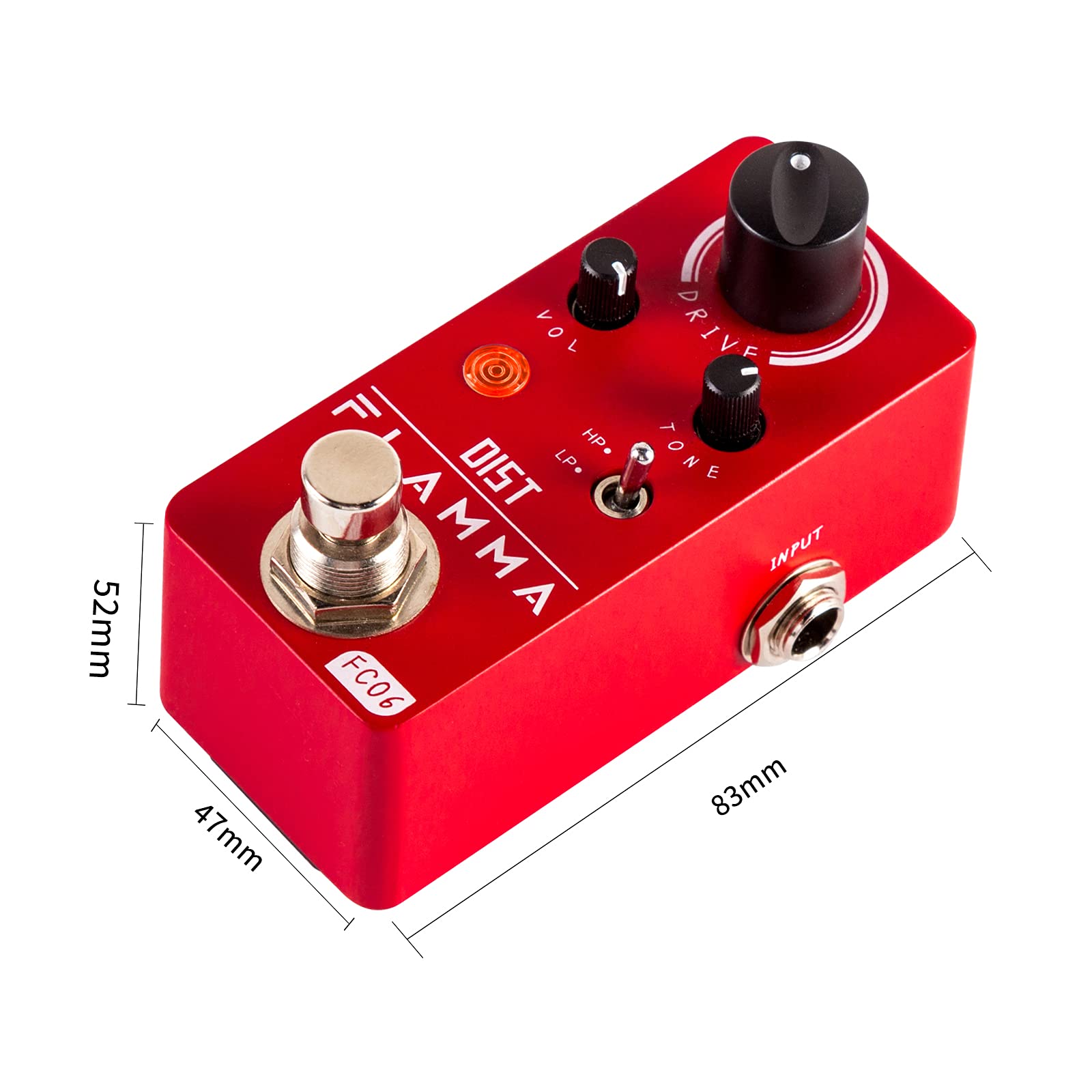 FLAMMA FC06 Distortion Guitar Pedal Electric Guitar Effects with 2 Modes HP/LP, Mini Analog Guitar Pedal, True Bypass