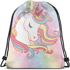 beabes rainbow unicorn drawstring bags backpack bag cute animalunicorn magic fairy funny horse colorful sport gym sack drawstring bag string bag yoga bag for men women