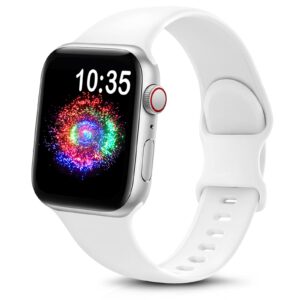 treasuremax sport band compatible with apple watch bands 38mm 40mm 41mm 42mm 44mm 45mm 49mm,soft silicone strap compatible for apple watch series 9 ultra 8 7 6 5 4 3 2 1 se men women white 38/40/41mm