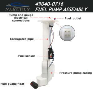 Nakuuly 49040-0716 Fuel Pump Module Assembly Compatible with Kawasaki Mule Pro FX FXT 2016-2020, Teryx Teryx4 800 2014-2020, Teryx4 750 2012-2013 Replaces# 49040-0733, 49019-0013