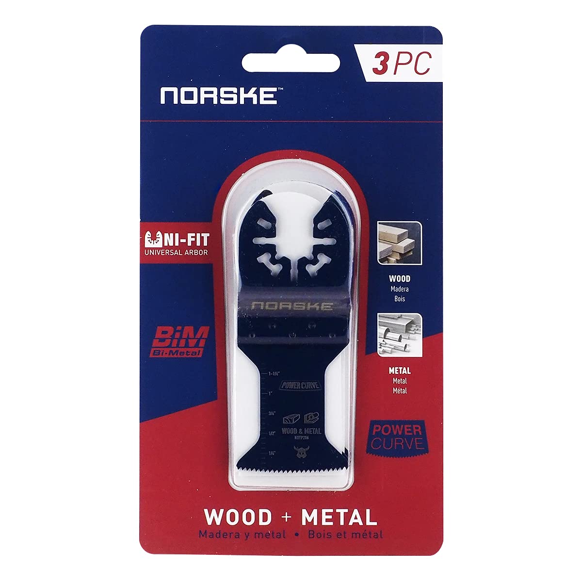 Norske Tools NOTP284 1-1/4" Wood/Metal Flush Cut Curved Blade (3/Pack), Oscillating Tool Accessories | Oscillating Saw Blades