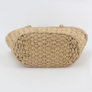 QTKJ Straw bags, Hand-woven Women Summer Retro Straw Tote Bag Pure Colour Straw Beach Shoulder Bag (Khaki)