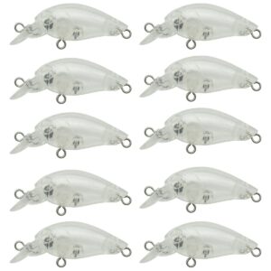 10PCS Unpainted Lure Blanks 3.13g 4.6cm with 5mm Free Fishing Eye Crankbait Simulation Blank Body Clear Hard Baits Trout Salmon Minnow Lure Popper Lures Topwater Freshwater 5mm 8154