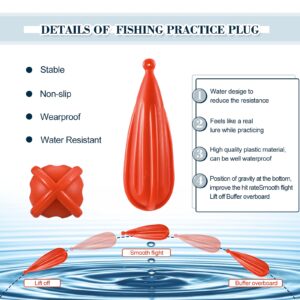 Fishing Practice Plug Fishing Casting Plug Baitcasting Rubber Practice Plug Suitable for Kids Improving Casting Skill, 6 Sizes (6 Pieces)