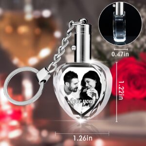 XJone Personalized Custom Crystal Keychain with Picture Photo Customized Engraved Keyring with LED Light