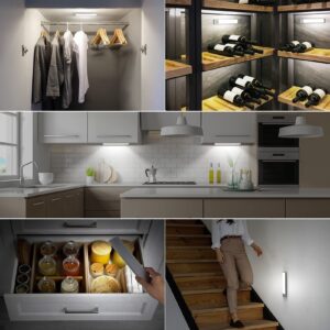 Alivation 36 LED Closet Lights Motion Sensored Battery Powered LED Lights, Under Cabinet Lighting, Motion Sensor Light Indoor, Ultra Thin Wireless Lights, 1500mah Rechargeable Battery Operated Lights