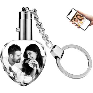 xjone personalized custom crystal keychain with picture photo customized engraved keyring with led light