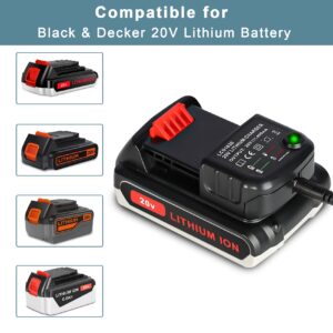 KUNLUN LCS1620 20V Lithium Battery Charger - Compatible for Black & Decker 16V 20V Lithium Battery LBXR20 LBXR20B LBXR20-OPE LB20 LBX20 LBX4020 LB2X4020 LBXR2020-OPE BL1514 LBXR16 LST220