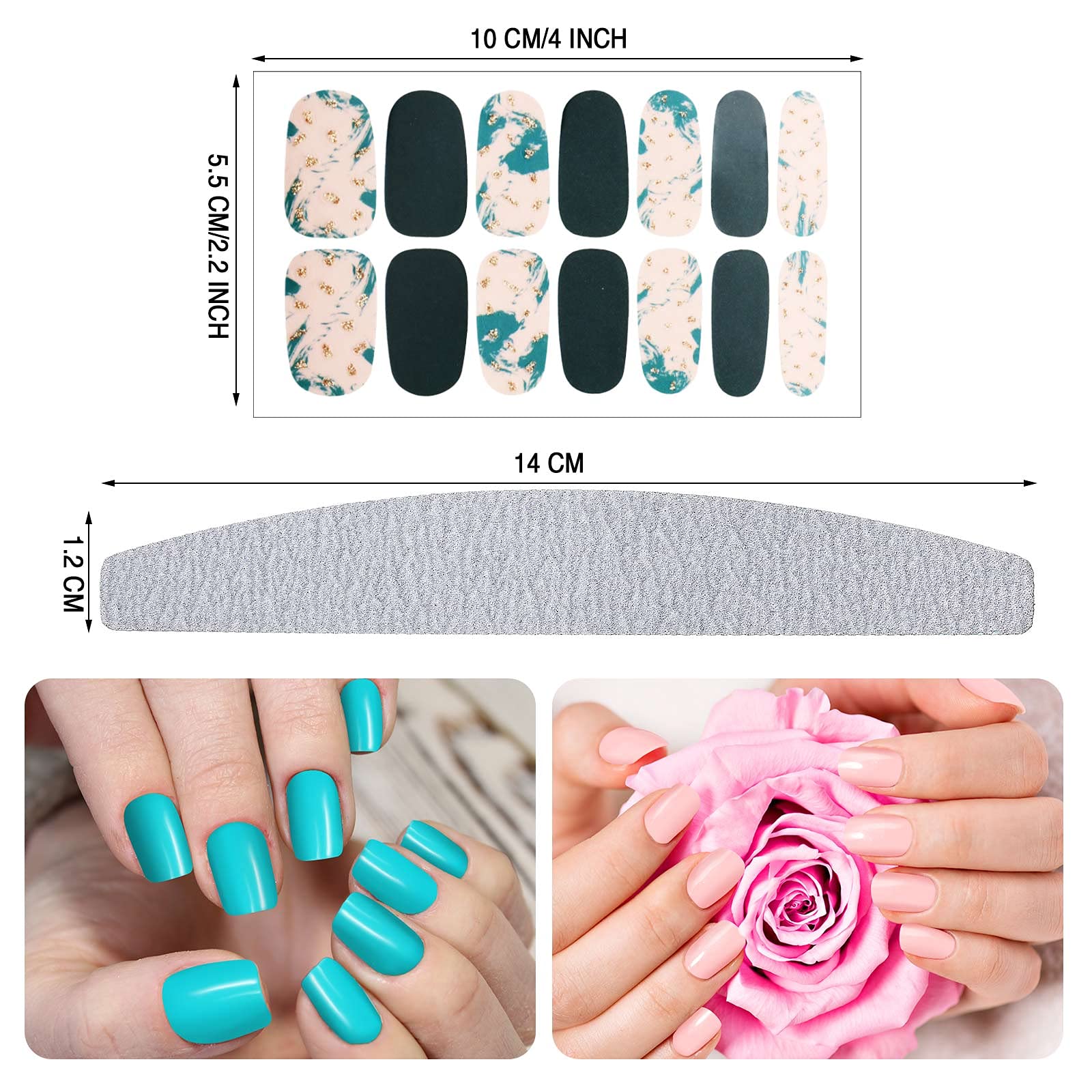 Maitys 560 Pieces Jamberry Nail Wraps Real Nail Polish Stickers Nail Wrap Nail Polish Strips Decals DIY Glitter Nail Adhesive Full Wraps Art Set with Nail File for Women Girls (Bright Style)