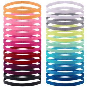 Duufin 28 Pieces Elastic Headbands Colorful Workout Headbands Sports Headbands Grip Headbands Non Slip Thin Headbands for Women, Men and Girls, 14 Colors