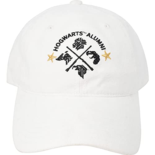 Harry Potter Hogwarts Alumni Adjustable Dad Hat, White, One Size