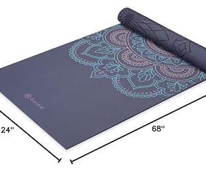 Gaiam Yoga Mat Premium Print Reversible Extra Thick Non Slip Exercise & Fitness Mat for All Types of Yoga, Pilates & Floor Workouts, Purple Illusion, 6mm