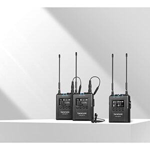 Saramonic Advanced 2-Person Wireless UHF Lavalier System with Dual Camera-Mount Receiver, Premium DK3A Lavaliers, Li-Ion Power, Hard Case & More (UwMic9S Kit 2),UWMIC9S-KIT2,Black