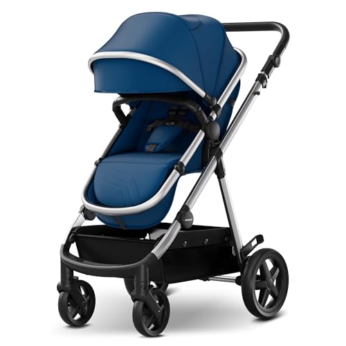 Mompush Meteor2 Baby Stroller 2-in-1 with Bassinet Mode - Compatible with Infant Car Seat, Adapter Included - Stable Bassinet Stroller Combo, Full-Size Baby Strollers for Family Outings