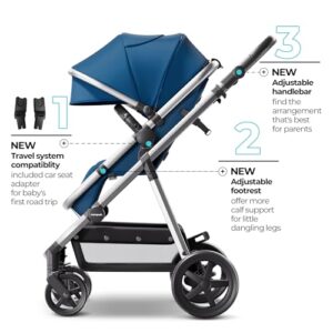 Mompush Meteor2 Baby Stroller 2-in-1 with Bassinet Mode - Compatible with Infant Car Seat, Adapter Included - Stable Bassinet Stroller Combo, Full-Size Baby Strollers for Family Outings