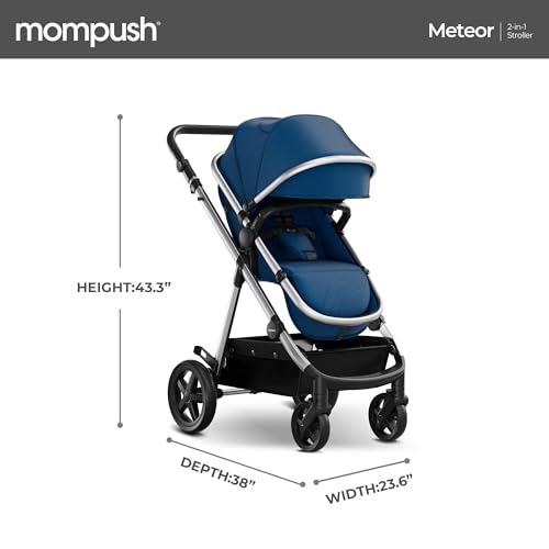 Mompush Meteor2 Baby Stroller 2-in-1 with Bassinet Mode - Compatible with Infant Car Seat, Adapter Included - Stable Bassinet Stroller Combo, Full-Size Baby Strollers for Family Outings