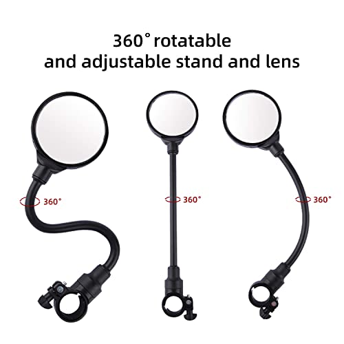 2 PCS Bike Mirror, Adjustable Rotatable Rear View Convex Mirror Bicycle Mirrors Handlebars for Mtb, Outdoors, Cycling