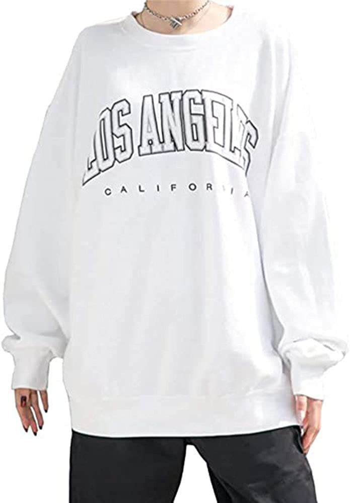 Women's Oversized Sweatshirt Los Angeles California Crewneck Long Sleeve Casual Loose Pullover Tops