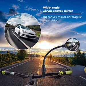 2 PCS Bike Mirror, Adjustable Rotatable Rear View Convex Mirror Bicycle Mirrors Handlebars for Mtb, Outdoors, Cycling