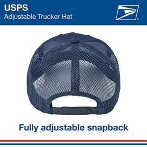 U.S. Mail Trucker Hat, USPS Eagle Embroidered Logo Adjustable Adult Snapback Cap with Curved Brim, Navy Blue, One Size