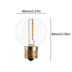 Lxcom Lighting 12 Pack 0.5W G14/G40 LED String Light Bulbs,E17 Screw Base G40 LED Edison Replacement Clear Glass Warm White 2700K Vintage LED Filament Bulb for Decorative String Light, AC120V