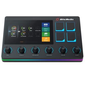 AVerMedia Live Streamer AX310 - Creator Control Center, 6 Track Audio Mixer with IPS Touch Panel, Trigger Actions on OBS, Streamlabs, Spotify, VTube, Twitch, ​YouTube, and more