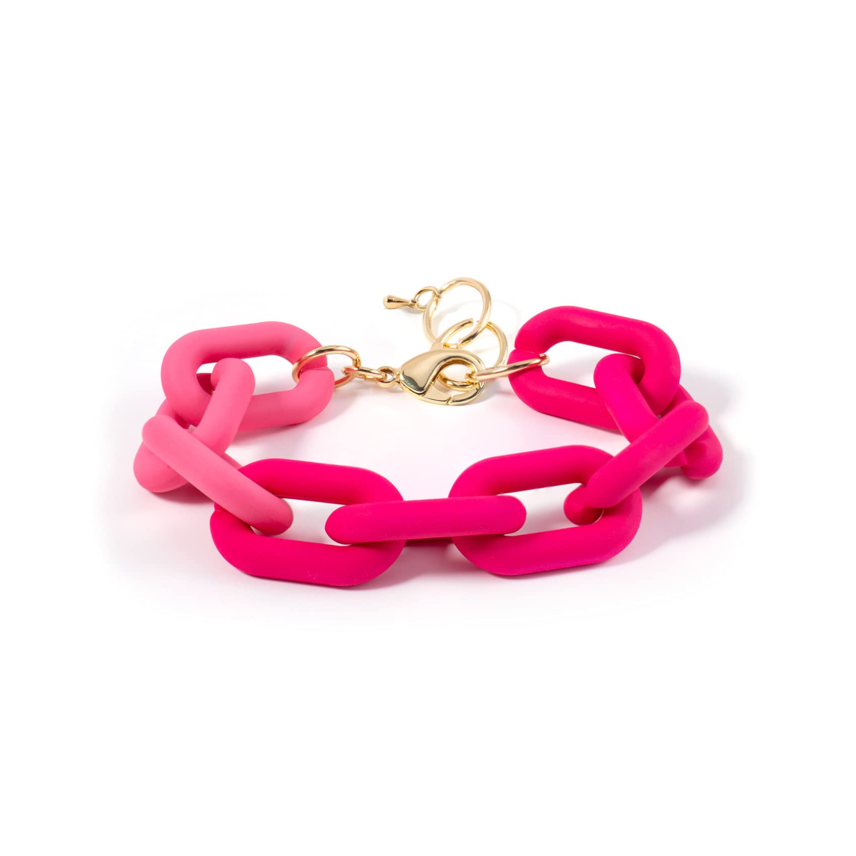 CONRAN KREMIX Hot Pink Bracelet Resin Chain Chunky Acrylic Bracelet For Women Neon Plastic Rainbow Jewelry (Rose)