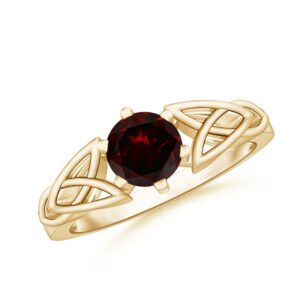 Angara Natural Garnet Solitaire Ring for Women in 14K Yellow Gold Size-6 (Grade-A | Size-6mm) | January Birthstone Jewelry Gift for Women | Birthday | Wedding | Anniversary | Engagement