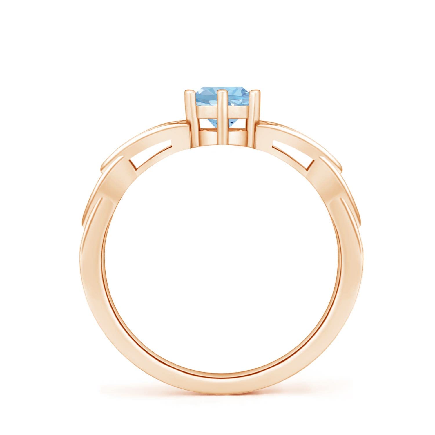 Angara Natural Aquamarine Solitaire Ring for Women in 14K Rose Gold Size-7.5 (Grade-AAA | Size-5mm) | March Birthstone Jewelry Gift for Women | Birthday | Wedding | Anniversary | Engagement