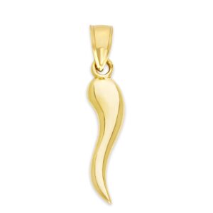 generic 10k real solid gold dainty italian horn pendant, cornicello jewelry gifts for good luck and protection from evil, yellow