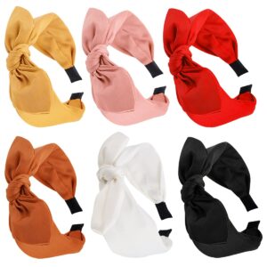 tobatoba knotted bow headbands - fashion knot bunny ears headbands for women, wide solid cute hair accessories