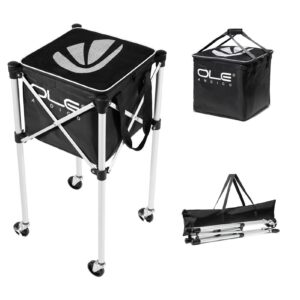 ole andigo tennis balls hopper tennis ball basket with side pockets lightweight tennis ball cart holds 160 balls, portable sports teaching cart with wheels for tennis player (tennis ball cart)