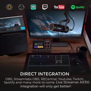 AVerMedia Live Streamer AX310 - Creator Control Center, 6 Track Audio Mixer with IPS Touch Panel, Trigger Actions on OBS, Streamlabs, Spotify, VTube, Twitch, ​YouTube, and more