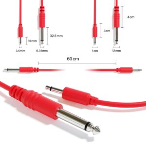 ExcelValley - 1-Pack - Mono Patch Cables - TS 3.5mm 1/8" to 6.35mm 1/4" [Red | 45 cm - 17.72"]