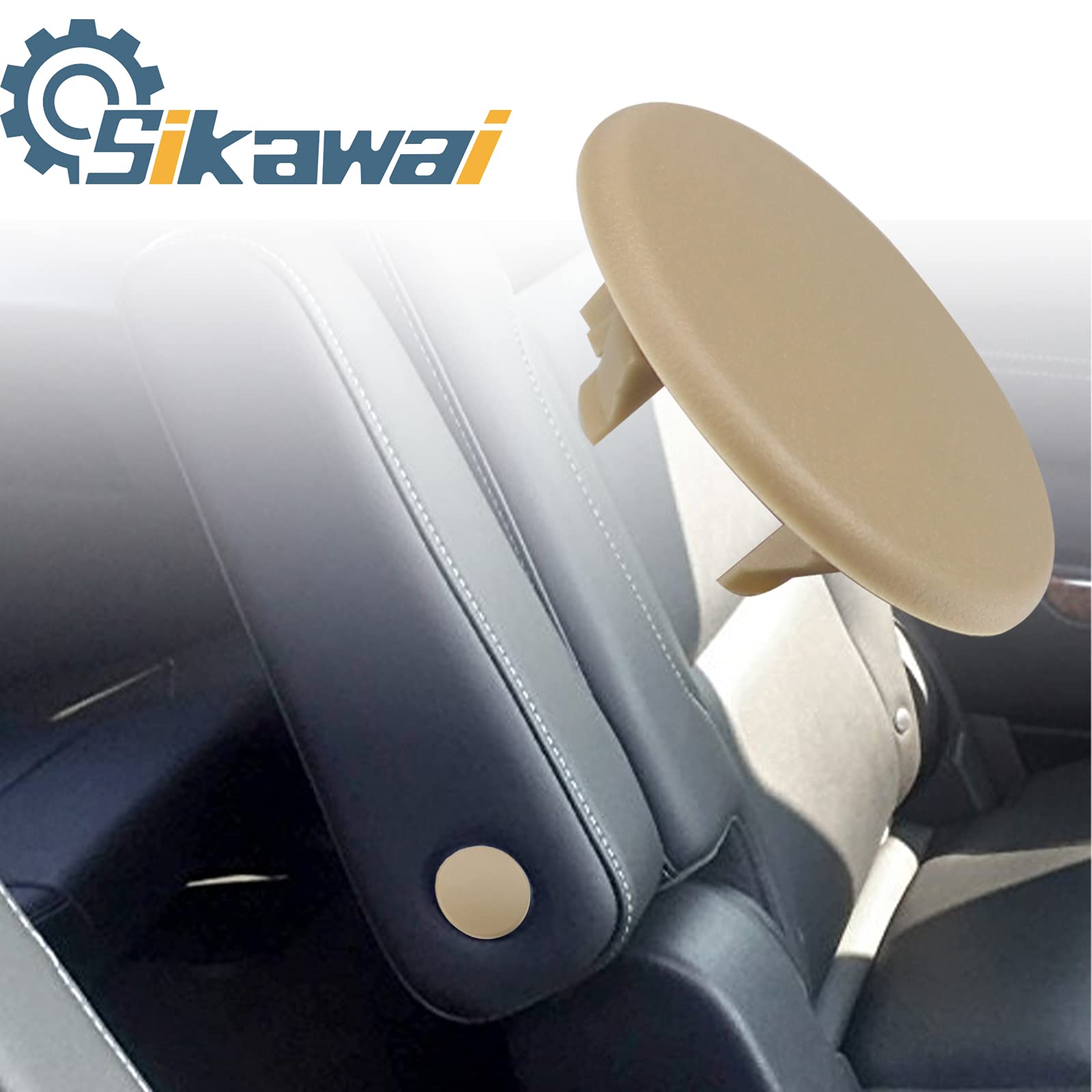 Sikawai 15279689 Armrest Cover Cap for 2007-2019 Che-vy Tahoe Suburban Yukon Cadillac Escalade Replace 15279690 15279691 Left or Right Rear Bucket Seat Arm Rest Snap Handle Trim Bolt - 2 Pack Khaki