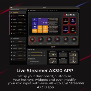 AVerMedia Live Streamer AX310 - Creator Control Center, 6 Track Audio Mixer with IPS Touch Panel, Trigger Actions on OBS, Streamlabs, Spotify, VTube, Twitch, ​YouTube, and more