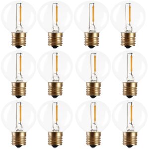 lxcom lighting 12 pack 0.5w g14/g40 led string light bulbs,e17 screw base g40 led edison replacement clear glass warm white 2700k vintage led filament bulb for decorative string light, ac120v