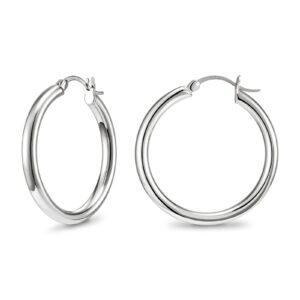 sweetv sterling silver earrings chunky hoop earrings for women 25mm polished huggie earrings for sensitive ears