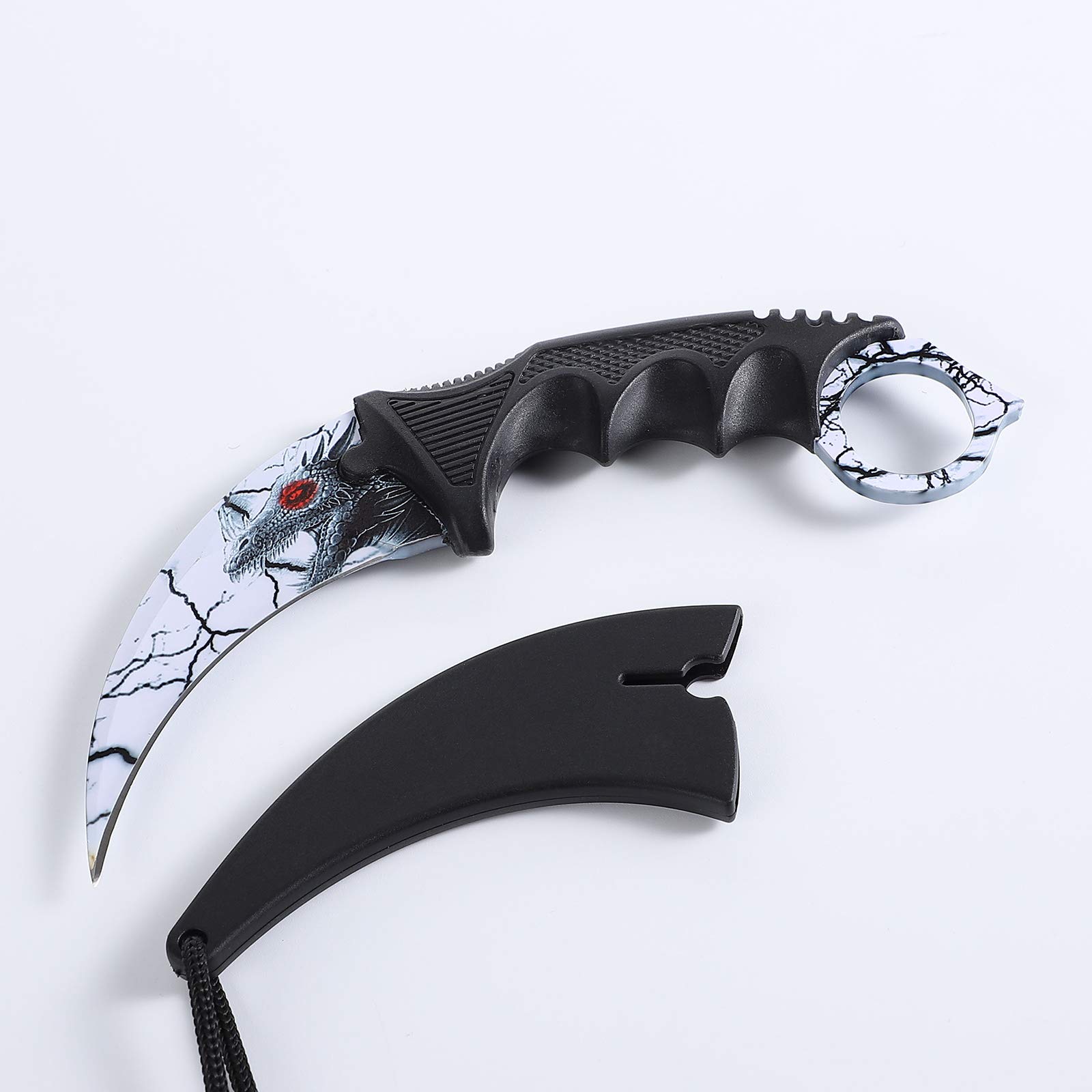 TOPOINT 2 Packs Land Karambit Knife CS Game Knife, Fixed Blade Knife with Sheath and Cord KZ03-11