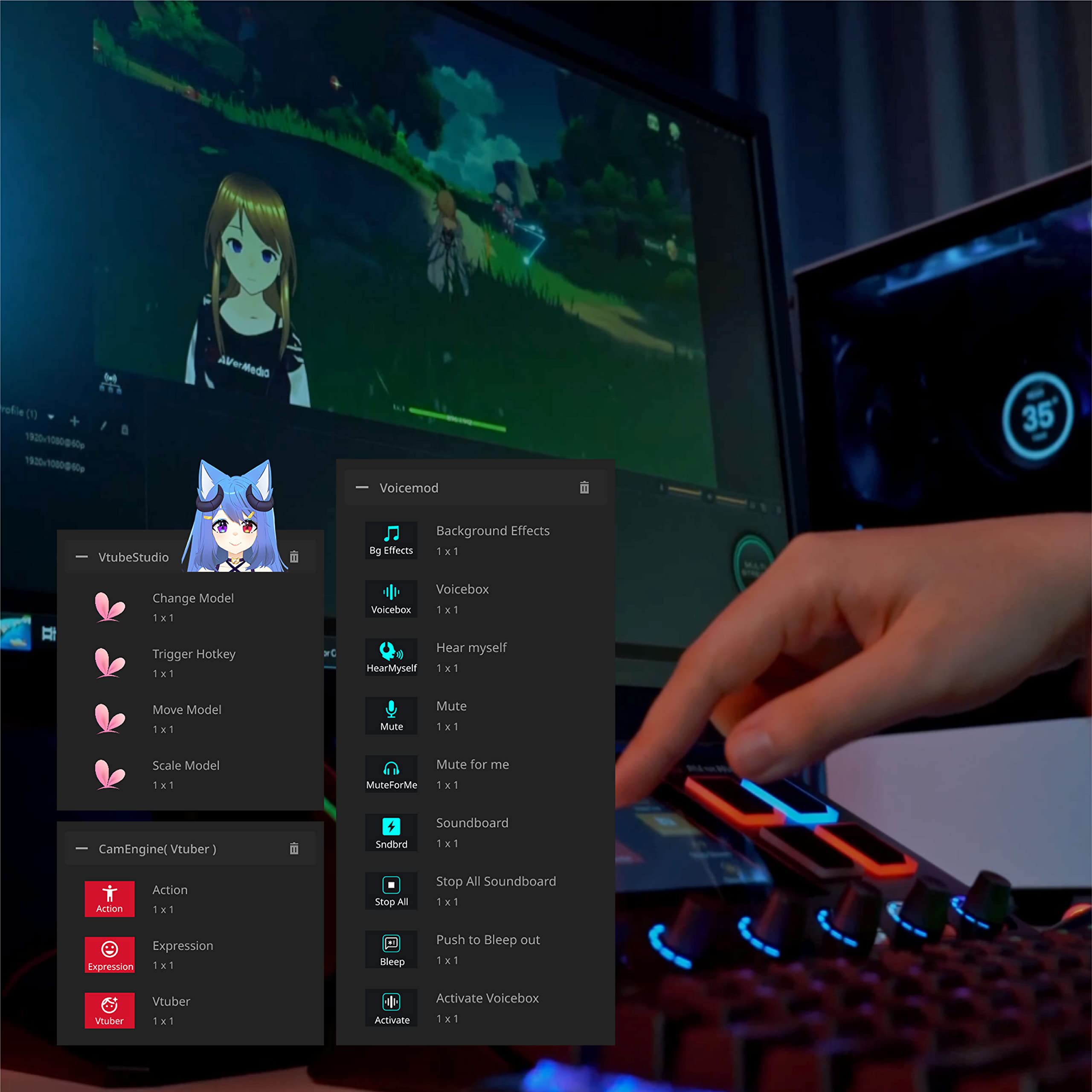 AVerMedia Live Streamer AX310 - Creator Control Center, 6 Track Audio Mixer with IPS Touch Panel, Trigger Actions on OBS, Streamlabs, Spotify, VTube, Twitch, ​YouTube, and more