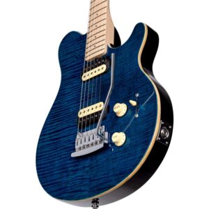 Sterling by Music Man 6 String Solid-Body Electric Guitar, Right, Neptune Blue (AX3FM-NBL-M1)