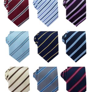 Adulove Men's Necktie Classic Silk Tie Woven Jacquard Neck Ties 9 PCS