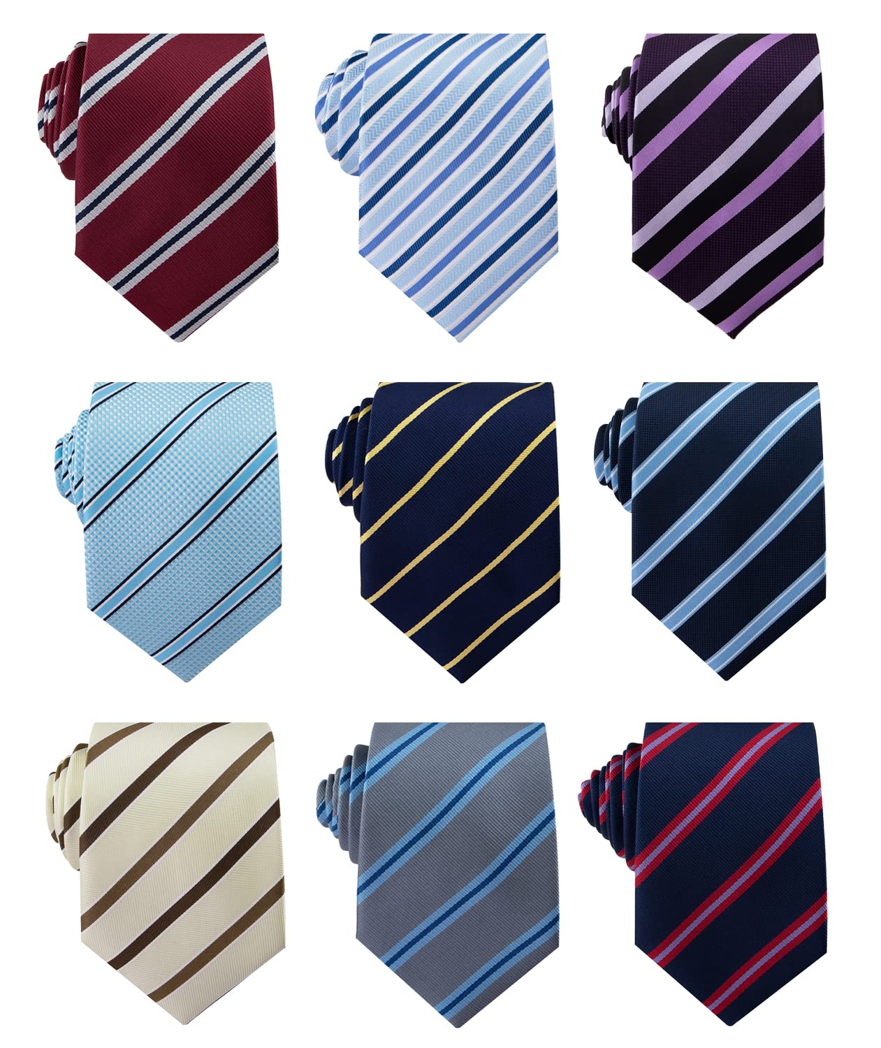 Adulove Men's Necktie Classic Silk Tie Woven Jacquard Neck Ties 9 PCS