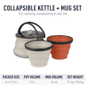 Sea to Summit X-Pot Collapsible Kettle and Mug Set for Backpacking and Camping, Sand/Rust