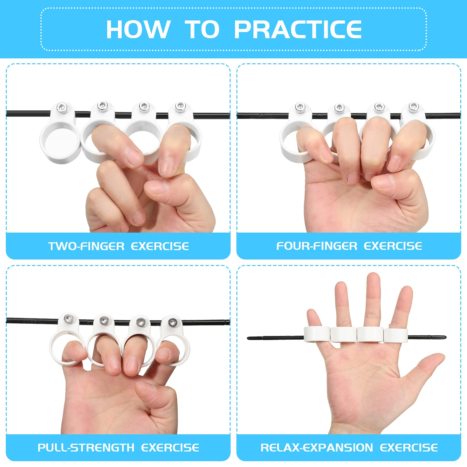 2 Pieces Finger Expander Finger Trainers Multifunctional Finger Expansion Guitar Stretcher Portable Musical Instrument Accessories for Guitar Bass Ukulele Piano Saxophone Beginner