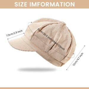 3 Pieces Women Newsboy Cap Winter Beret Cap Cabbie Painter Hat 8 Panel Vintage Octagonal Visor Hats (Black, Beige, Gray)